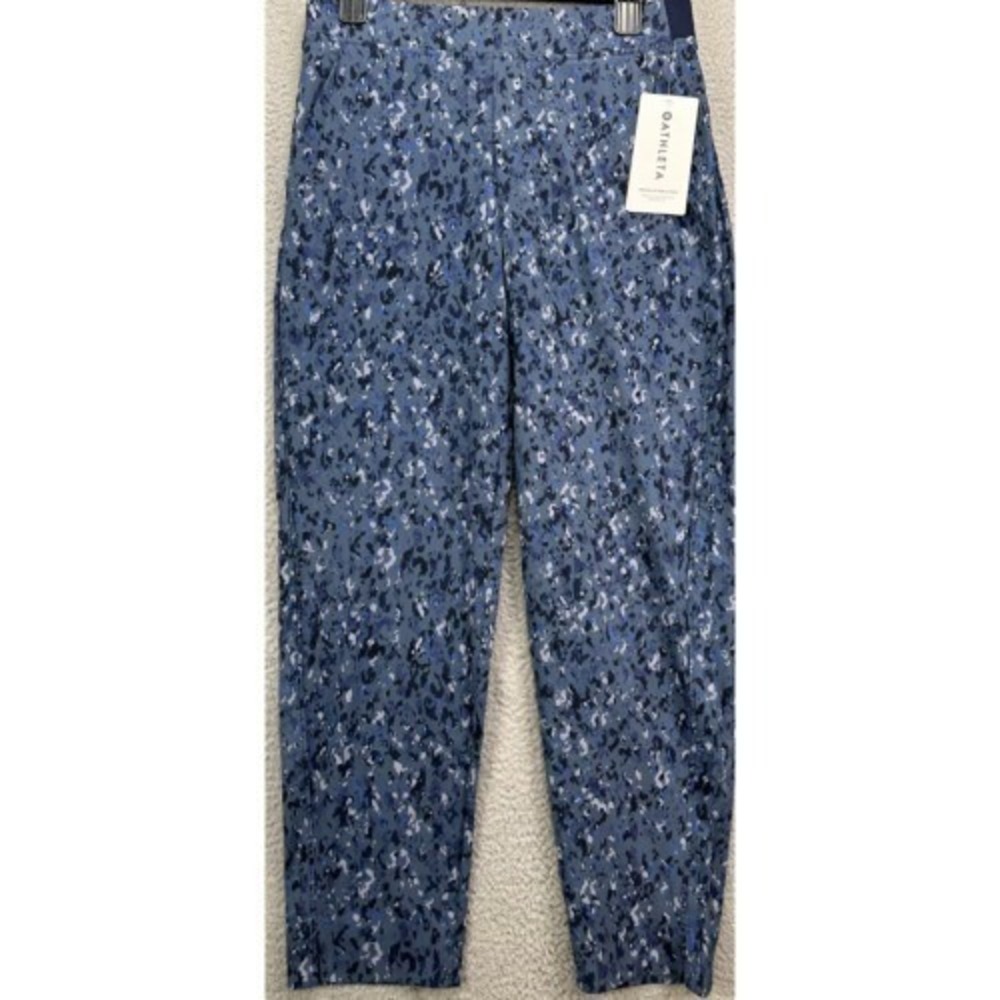 Athleta Pants Womens 8 Brooklyn Blue Camo Ankle Pull On Elastic Waist Pocket NEW